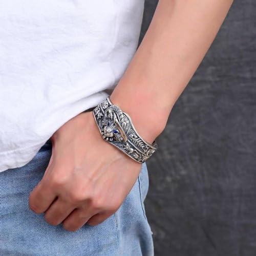 Bracelet chat argent S925 ajustable à large jonc rigide - 2