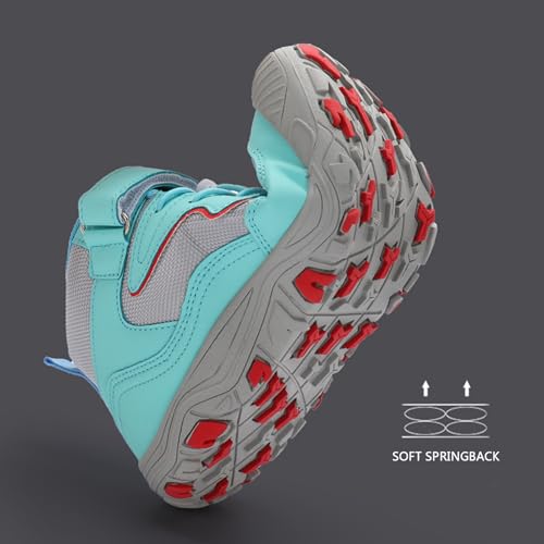 FLIOZY Kids Hiking Boots Boys Girls Mid-Top Outdoor Waterproof Non-Slip Breathable Sneakers with Anti-Collision Toe and Hook-and-Loop Closure4