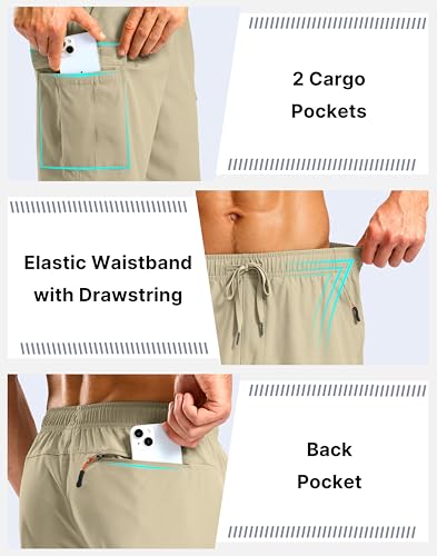 Image of Pudolla Men's Hiking Cargo Shorts with 5 Pockets Lightweight Casual Shorts