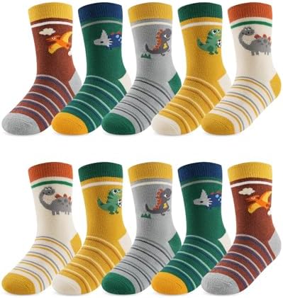 Kyopp 10 Paar Socken Kinder Baumwolle Kindersocken Mädchen Jungen Crew Sock | Leicht Crew Socks,Lustig Animals Kindersocken,Socken mit motiv