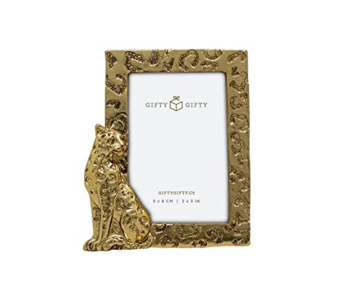 Gifty Gifty Safari Animals Mini Frame Set/Set Of 3 / 2X3 In | For Tabletop Display | Perfect For Home Decor, Wedding, Graduation, Or Milestone Photos (Gold) #TOP3