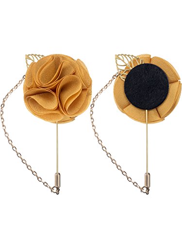 image for Shappy Men's Satin Lapel Pins with Metal Chain, Handmade Boutonniere P