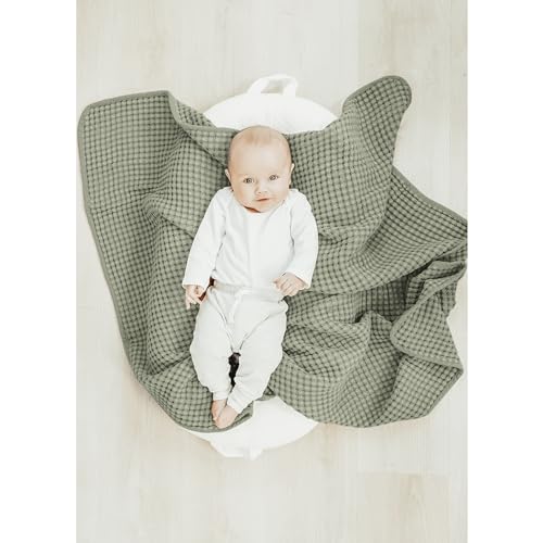 Image of Konssy Waffle Baby Blanket for Boys & Girls, Soft Newborn Swaddle Blanket