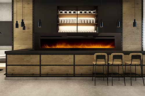 Chemin'arte Camino Elettrico Da Incasso Elysee 5XL - 182 X 16 X 45 Cm - Effetto Fiamma A Led - Caminetto Elettrico Con Timer, Termostato Regolabile, Telecomando - 5