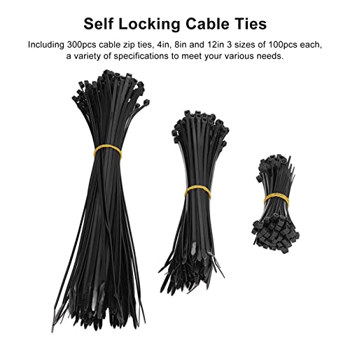 Abraçadeiras de nylon, abraçadeiras elétricas de travamento automático com 3 tamanhos diferentes par