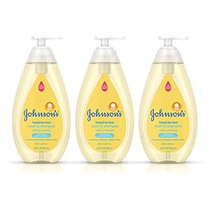 Johnson’s Head-To-Toe Gentle Baby Body Wash & Shampoo, Tear-Free, Sulfate-Free & Hypoallergenic Bath Wash & Shampoo for Baby’s Sensitive Skin & Hair, Washes Away 99.9% Of Germs 16.9 fl. oz (Pack of 3)