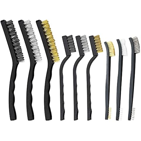 Wire Brush Set, Metal Rust Remover Brushes Handy Steel/Nylon/Brass Brush Set Suitable for Cleaning Welding Slag and Rust 9pcs Cover
