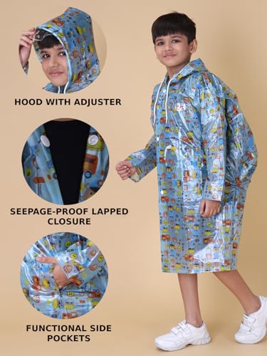 Image of Rupa Unisex Pvc Kid Rainwear For Kids, Waterproof Pvc Rain Standard Length Jacket With Carry Bag, Teddy Printed Design, Pack Of 1