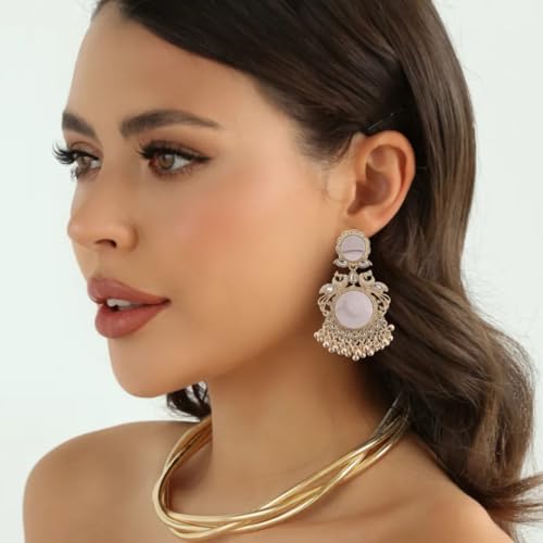 Image of Premium Oxidized Gold Chunky Jhumki Earrings for Women - Heavy Statement Jhumka with Long Chain & Ghungroo Drops | Anti-Tarnish Hypoallergenic Mirror Finish | Bridal, Navratri, Garba, Diwali
