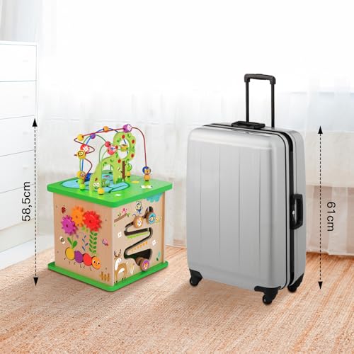Image of TOOKYLAND 5 in 1 Activity Center, Wooden Large Activity Cube 23 inchX13 inchX13 inch