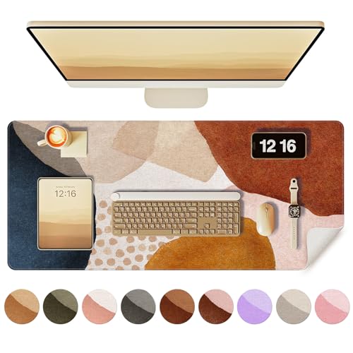 HAOCOO Felt Desk Mat, Computer Desk Pad Mat, Keyboard Mouse Pad Large, Non-Slip Mousepad,XXL Desk Matt for Desktop Home Protector Work, Color Block Orange