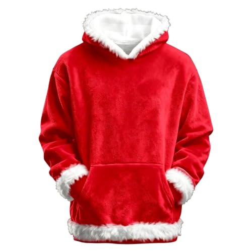 Christmas Hoodies for Women Fleece Fur Trim Oversized Pullover Sweatshirt - image 4