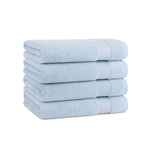 Arkwright Bath Towels Set of 4 - Super Soft 100% Cotton, 600 GSM Quick Dry & Absorbent, Luxury Bathroom Essentials for Hotels, Spa, Hosts, and Vacation Rentals, Misty Blue