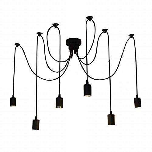 Lámpara colgante vintage E27 ajustable con 6 luces de techo retro 2