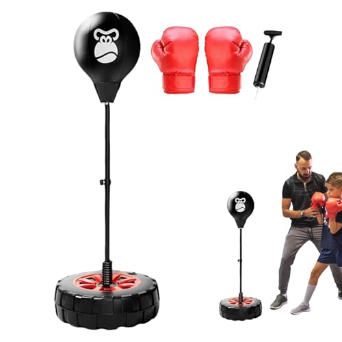 Sac de frappe sur pied, balle de vitesse pour entraînement à la boxe avec gants de boxe réglable en hauteur