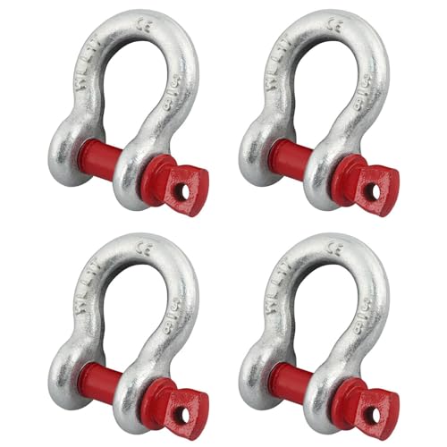 Eulihent 4 Piezas Grilletes 1t Grillete de Acero Cargas con Perno Ocular | Acero Galvanizado en Caliente | Grillete para Remolcar, Arrastrar y Recuperar Vehículo (WLL: 1,0 t)