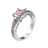 Beydodo Kein-Metall-Stempel (Mode nur) chapado en plata cuadrada rosa Cubic Zirconia