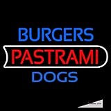 Letrero de neón LED con diseño de hamburguesas y perros pastrami, hecho a mano, para decoración de pared, PVC, 14 x 17 pulgadas