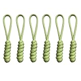 Glow in The Dark Zipper Pulls, Set of 6, Spiral Cord Design, Light Color (Yellow)