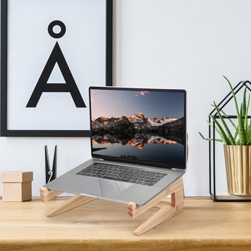 Base de madera para laptop ajustable OUNONA miniatura 6