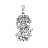 Gott Vishnu/Vishnu Laxmi Anhänger aus Sterlingsilber (92,5 % Reinheit) für Damen und Herren, reines Silber, mit Lord Vishnu/Laxmi Vishnu Medaillon für Gesundheit und Reichtum, Größe S, Silber, Small,