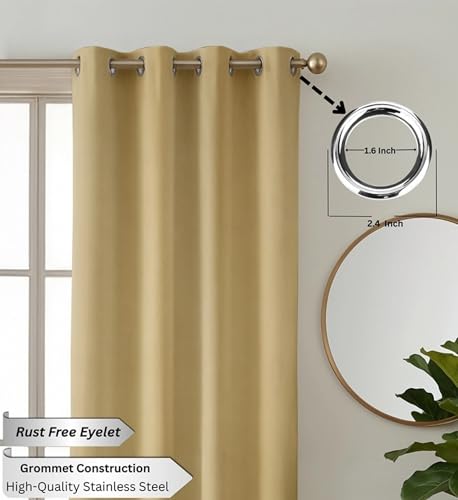 Image of Galaxy Home Decor Blackout Heavy Solid 100% Opaque Curtains for Door 7 Feet, Pack of 2, Gold (Gold, Door 7 Feet)