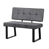 B&D home Sitzbank Sigfrid   Eckbank Esszimmer Mit Lehne, Sitzbank Flur, Pflegeleichter Bezug aus Webstoff Anthrazit, Kaltschaum Polsterung, Für Esszimmer, Küche & Flur, 100 cm