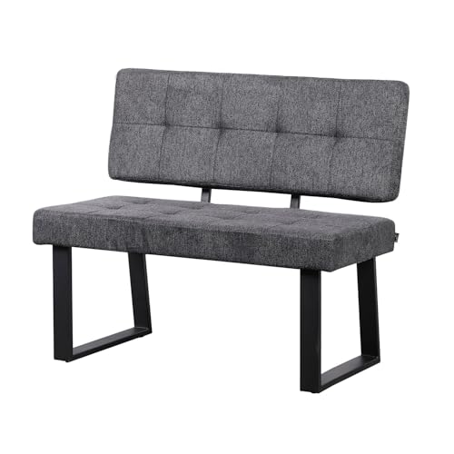 B&D home Sitzbank Sigfrid - Eckbank Esszimmer Mit Lehne, Sitzbank Flur, Pflegeleichter Bezug aus Webstoff Anthrazit, Kaltschaum-Polsterung, Für Esszimmer, Küche & Flur, 100 cm