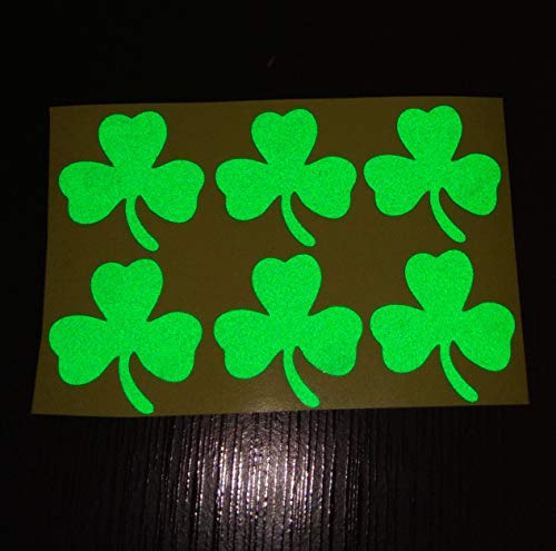 CUSHYSTORE 2" Green 3-Leaf Shamrock Clover Decals Sticker Vinyl Reflective for Hardhat Car Laptop Phone 6 Packs - Thumbnail 2