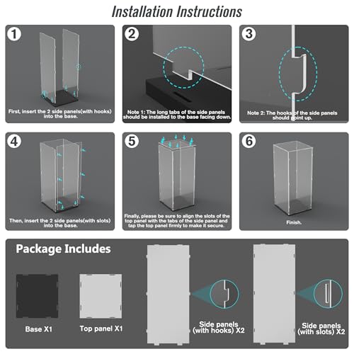 Image of Choowin 20 inch Tall Acrylic Display Case for Lego Statue of Liberty 21042 Display Thickened Clear Acrylic Display Cases for Collectibles Figures Doll Assemble Dustproof Display Box(Black Base)
