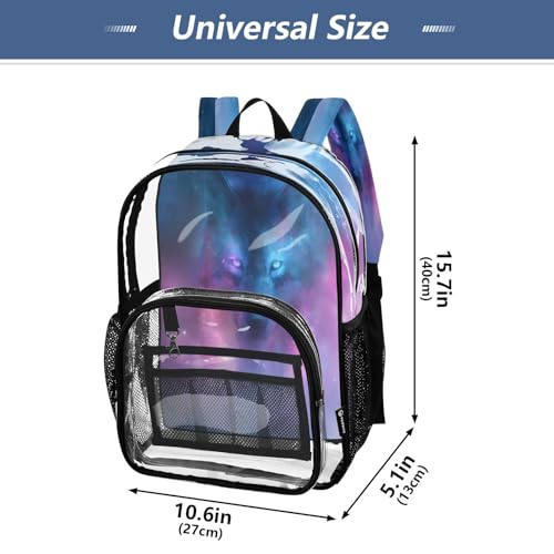 Wolf Cloud Clear Backpack Heavy Duty See Through Transparent PVC BookBag for Kids Boy Girl School Work4