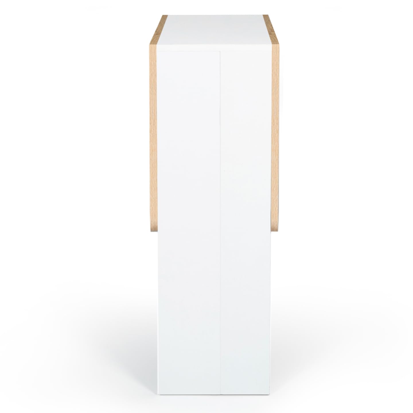 IDMarket - Table Console Pliable EDI 2-4 Personnes Bois Blanc Plateau façon hêtre 103 x 76 cm