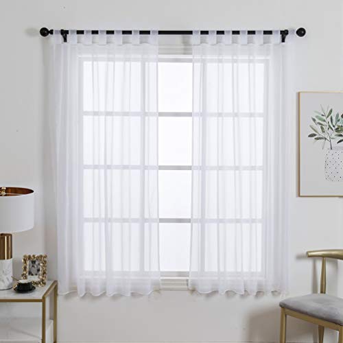 Zebrasmile 1 Panel Tab Top Sheer Drapery Window Treatment Curtain Sheer Curtain For Girls Room Sheer Drape Curtains Sheer Voile Curtains Drapery Sheers White 57(H) X55(W) In #TOP7