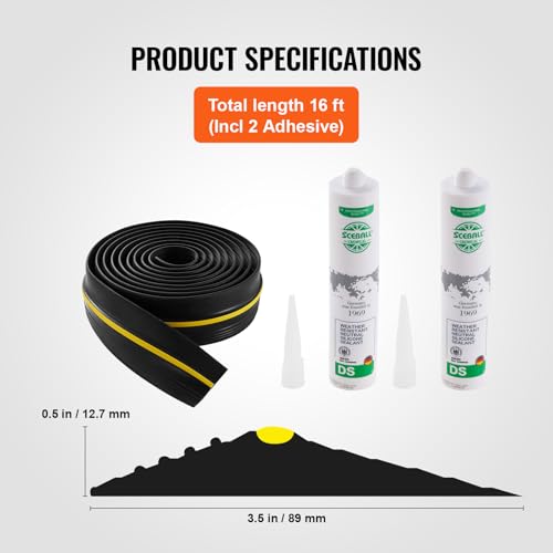 VEVOR Garage Door Threshold and Bottom Seals Kit, 16 FT U Shape+O Ring Universal Garage Door Bottom Seal Weatherstrip PVC, Combine with Weatherproof Garage Threshold Seal Strip with Adhesive, Black by VEVOR - Image 6