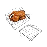 Kofebe Chicken Roasting Rack, Adjustable Grill Rack for 9 * 13' Pan, Stainless Steel V-Shaped Turkey Roaster Stand for Oven, Grilling, Picnic, Camping