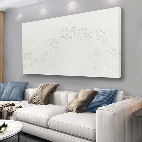 Yuaxker Ocean Wall Art White Abstract Wave Wall Decor Wall