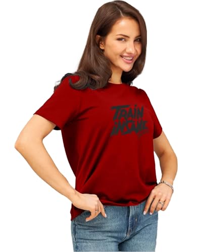Image of LEOTUDE Women's Boyfriend-Loose Fit Round Neck Half Sleeve Cottonblend Women Tshirt (Color Multicolor)