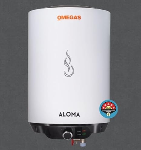 Omega's 15L Aloma Storage Water Heater with Glass Line Coating Tank | 5 yrs Tank Warranty | Auto-Cut off |, 5 Star (White)