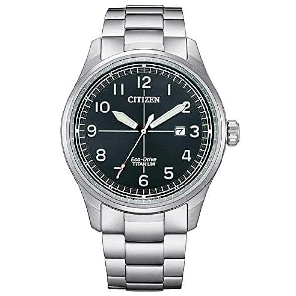 Citizen Analog eko-drive-klocka för män med titanarmband, Grön, En storlek, Armband