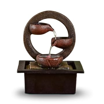 ZEN'LIGHT, fontana interna Zen Terai, decorazione per la casa originale, flusso d'acqua naturale, illuminazione a led multicolore, pompa silenziosa, L 17 x L 21 x H 25 cm