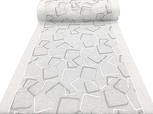 Tissu pour Rideau vitrage Voilages Panneau Prix au mètre-Largeur de cm 45 à 90 cm Blanc/gris (cm 90)