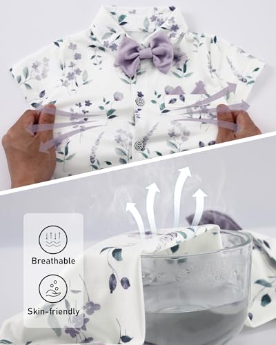 Image of YALLET Baby Boy Clothes Suit Newborn Infant Gentleman Outfits, Formal Dress Shirt+ Bowtie+ Suspender Pants Wedding Party Set