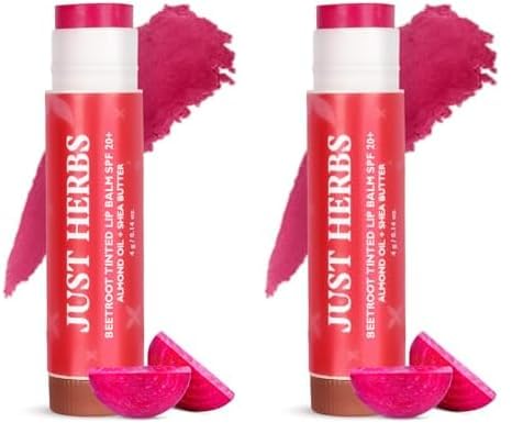 Just Herbs Tinted Lip Balm with SPF 20+ for Dry & Chapped Lips for Men & Women | Hydrating Lip Balm for Pigmented Lips - Beetroot 4g (Pack of 2)-image-32