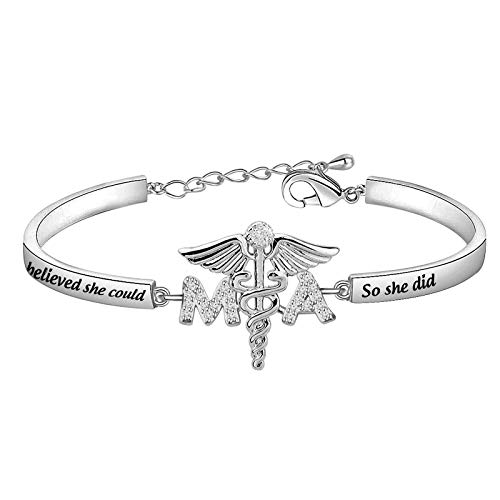HOLLP MA Medical Assistant Graduation Gift Bracelet - She Believed She Could So She Did