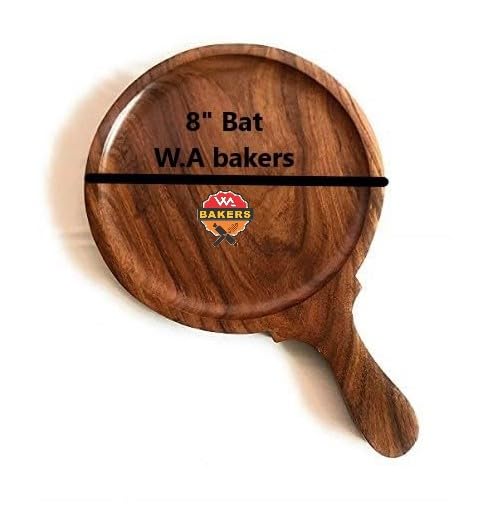 Image of W.A Bakers Wooden Round Pizza Bat with Handle /Bat /Board (8 Inches, Brown) (Small)