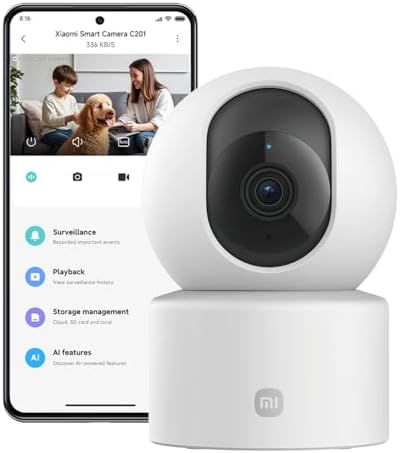Xiaomi C201 Camara vigilancia WiFi Interior 360° 1080P HD, Camara...