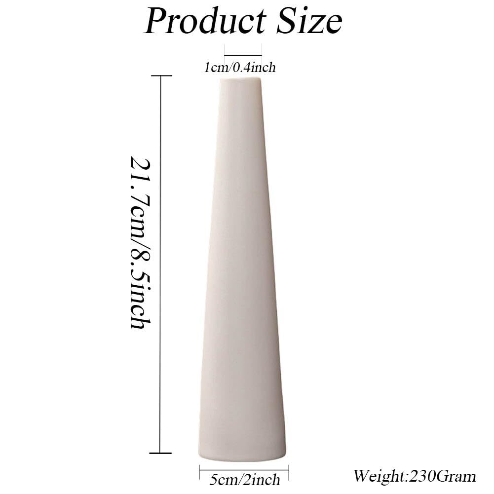 Small Ceramic Bud Vase Tall Conic Narrow Neck Single Stem Flower Vases Decorative Floral Vase Home Decor Centerpiece for Wedding Office Dining Table Decoration - Image 2
