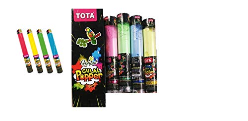 Image of HeeMo Tota Herbal Gulal Poppers, Skin-Safe and Non-Toxic (Assorted Colours) - Pack of 4