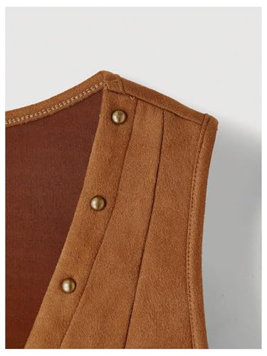 Verdusa Women's Sleeveless Faux Suede Fringe Vest Jacket Western Tassel Cardigan3