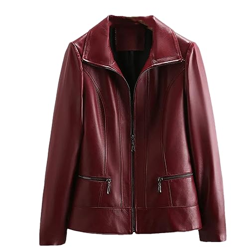 Niiyyjj Women Leather Turn Down Collar Jacket Autumn Women's Sheepskin Coat Feminina Casual Outerwear Burgundy 3XL steampunk buy now online Niiyyjj Women Leather Turn Down Collar Jacket Autumn Women's Sheepskin Coat Feminina Casual Outerwear Burgundy 3XL steampunk buy now online